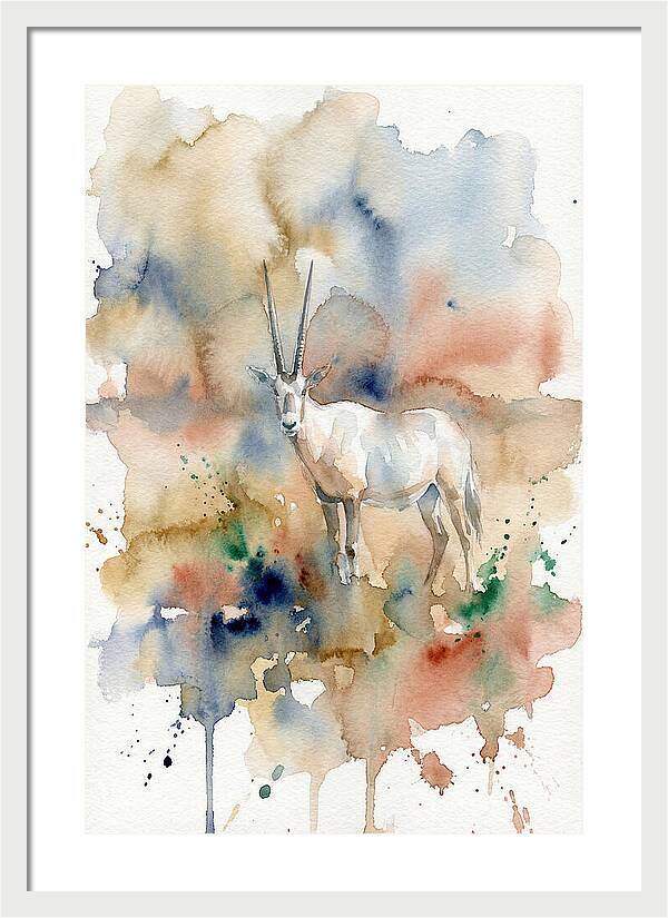 Arabian Oryx In Watercolor