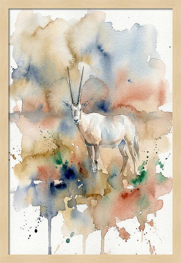 Arabian Oryx In Watercolor