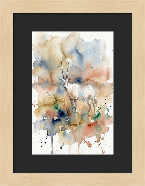 Arabian Oryx In Watercolor
