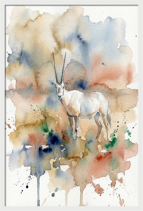 Arabian Oryx In Watercolor