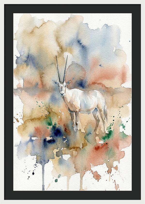 Arabian Oryx In Watercolor