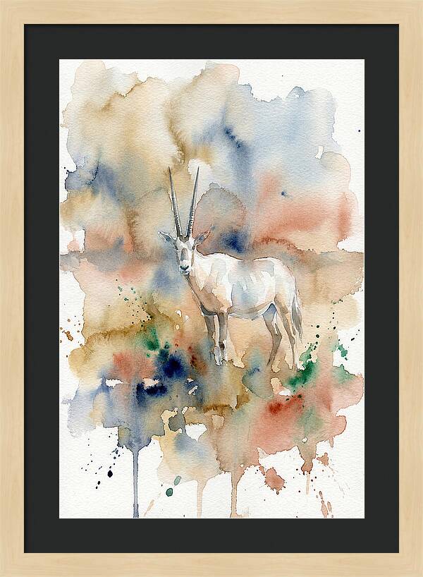 Arabian Oryx In Watercolor