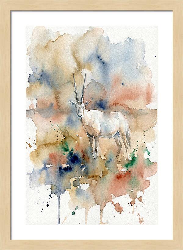Arabian Oryx In Watercolor