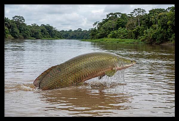 Arapaima Leaping Through Water