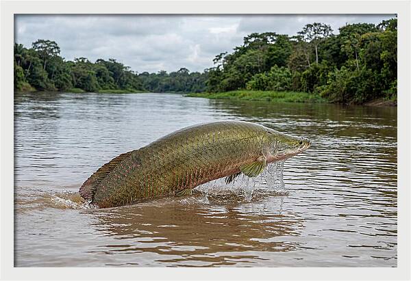 Arapaima Leaping Through Water