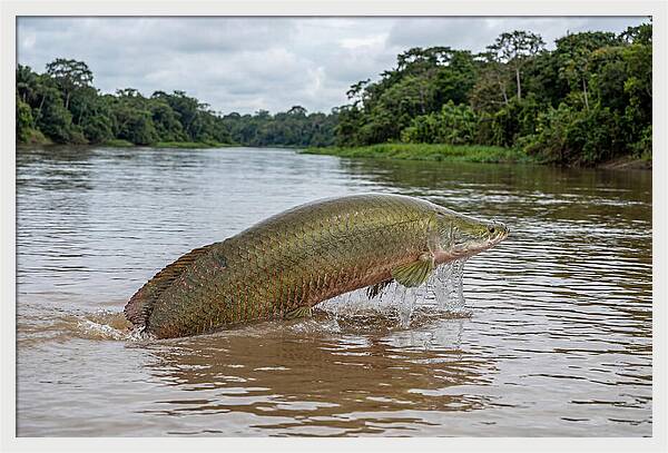 Arapaima Leaping Through Water