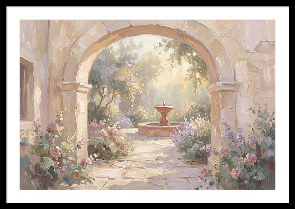 Arched Doorway To Sunlit Courtyard