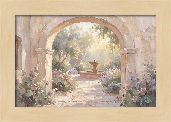 Arched Doorway To Sunlit Courtyard