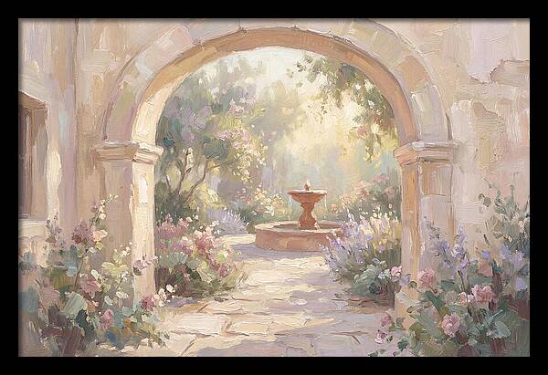 Arched Doorway To Sunlit Courtyard