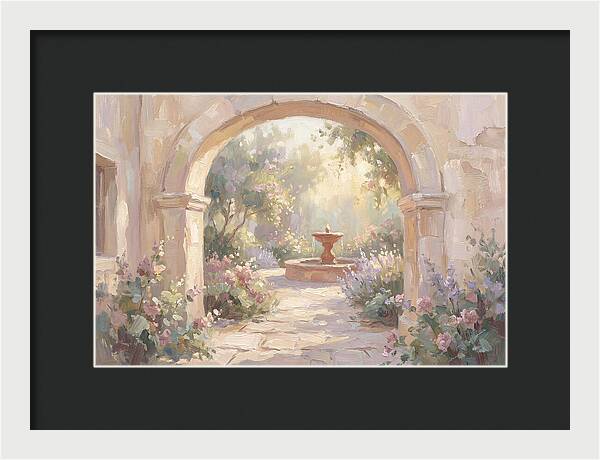 Arched Doorway To Sunlit Courtyard
