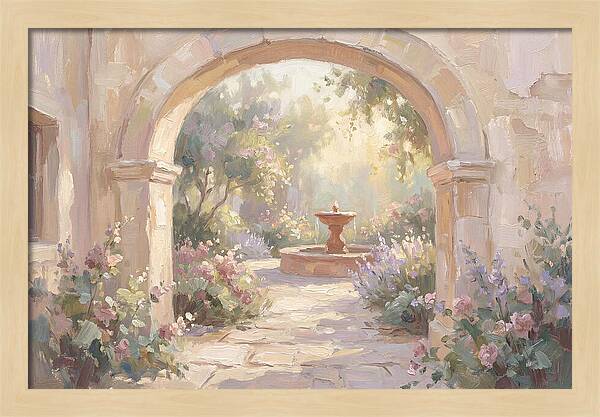 Arched Doorway To Sunlit Courtyard