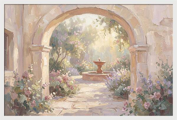 Arched Doorway To Sunlit Courtyard