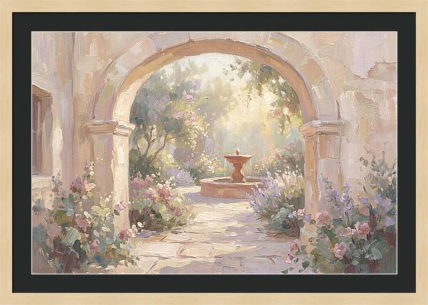 Arched Doorway To Sunlit Courtyard