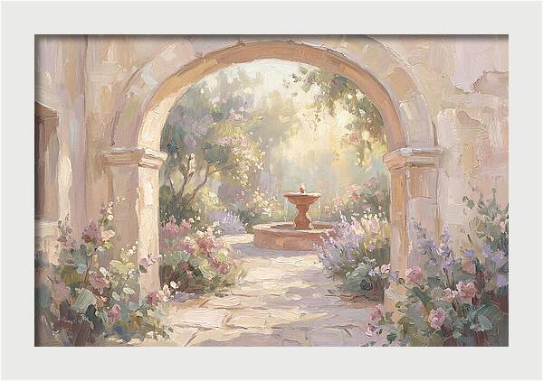 Arched Doorway To Sunlit Courtyard