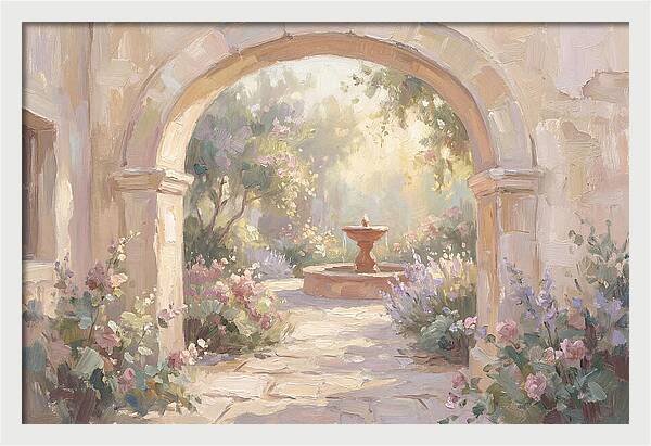 Arched Doorway To Sunlit Courtyard