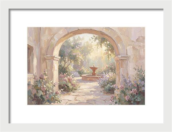 Arched Doorway To Sunlit Courtyard