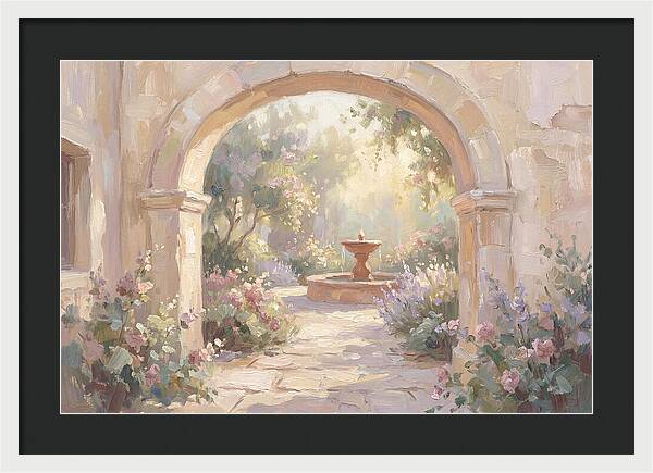 Arched Doorway To Sunlit Courtyard