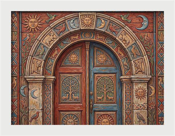 Arched Doorway With Folk Motifs