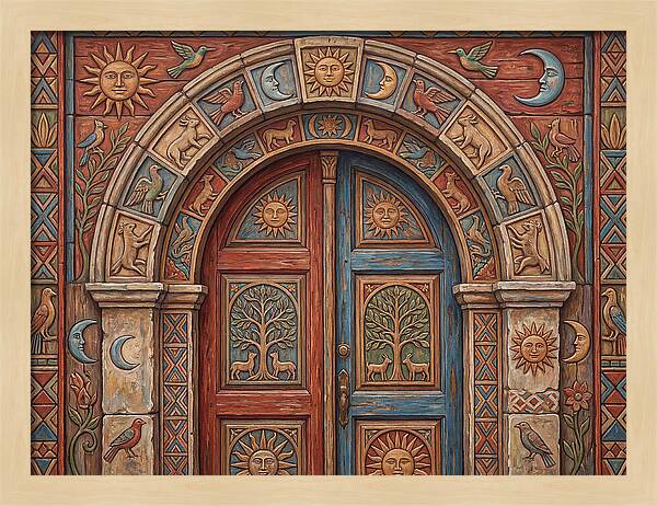 Arched Doorway With Folk Motifs