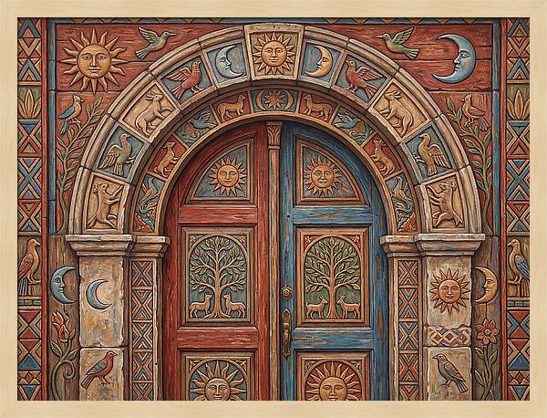 Arched Doorway With Folk Motifs