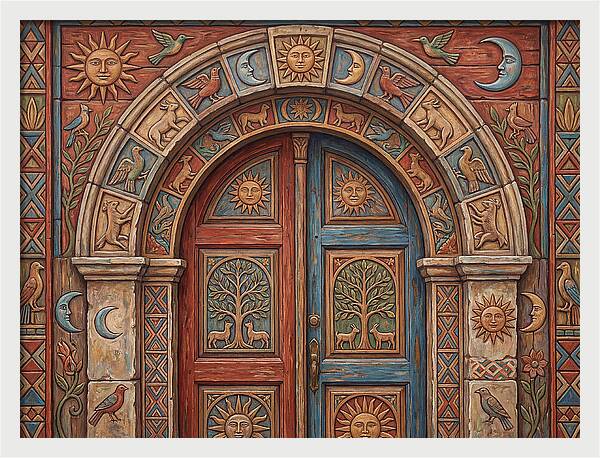 Arched Doorway With Folk Motifs