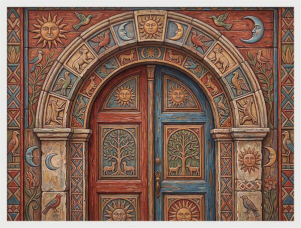 Arched Doorway With Folk Motifs