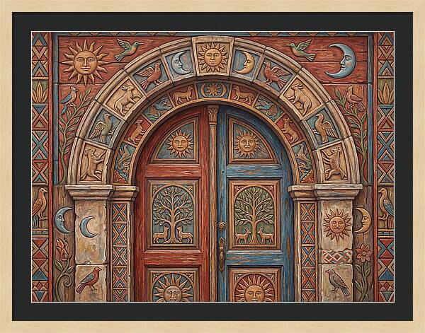 Arched Doorway With Folk Motifs