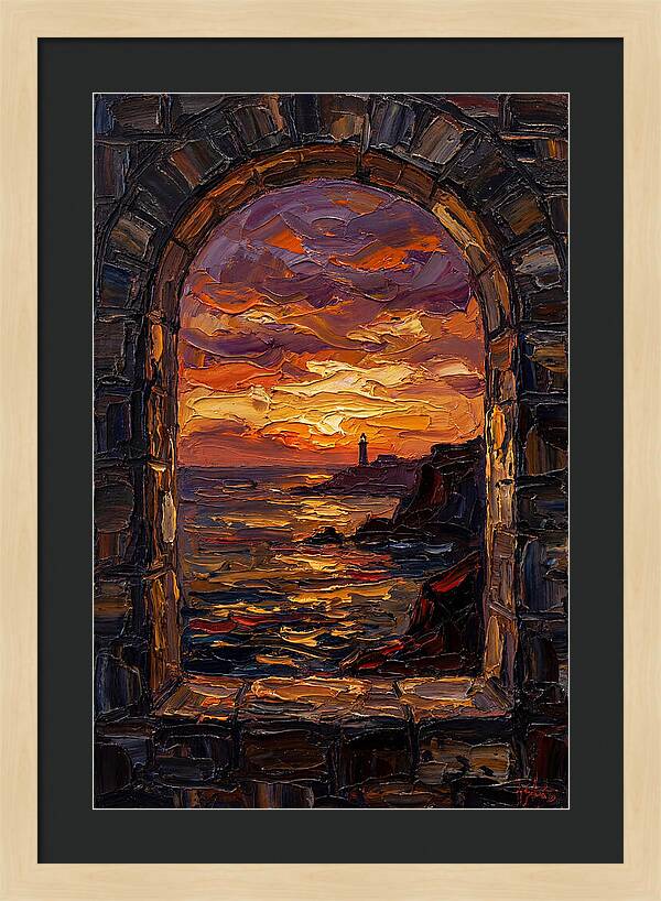 Arched Window Framing Ocean View