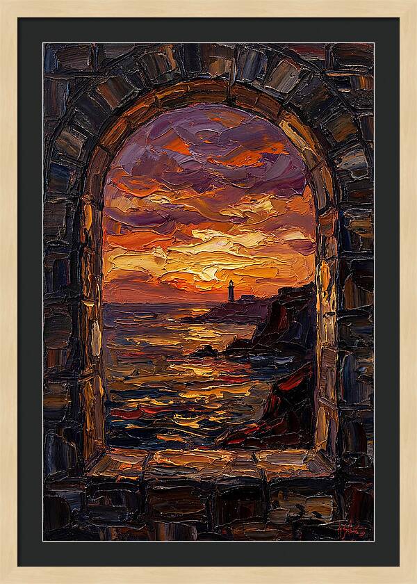 Arched Window Framing Ocean View