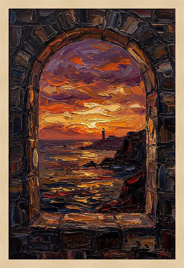 Arched Window Framing Ocean View