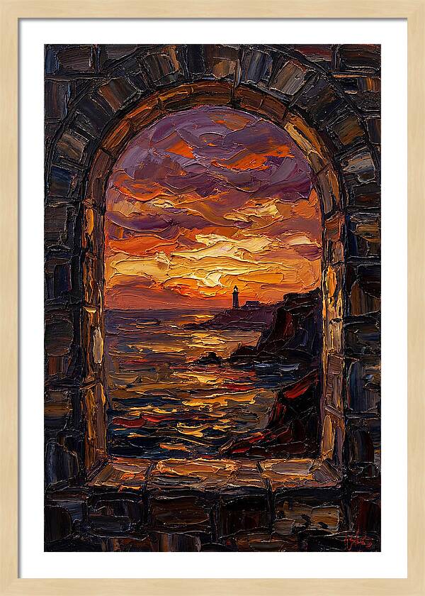 Arched Window Framing Ocean View