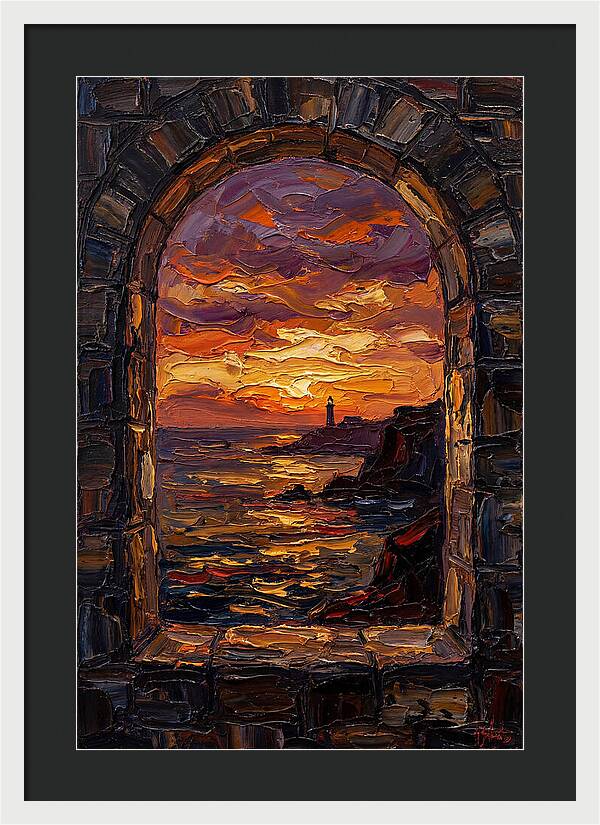 Arched Window Framing Ocean View