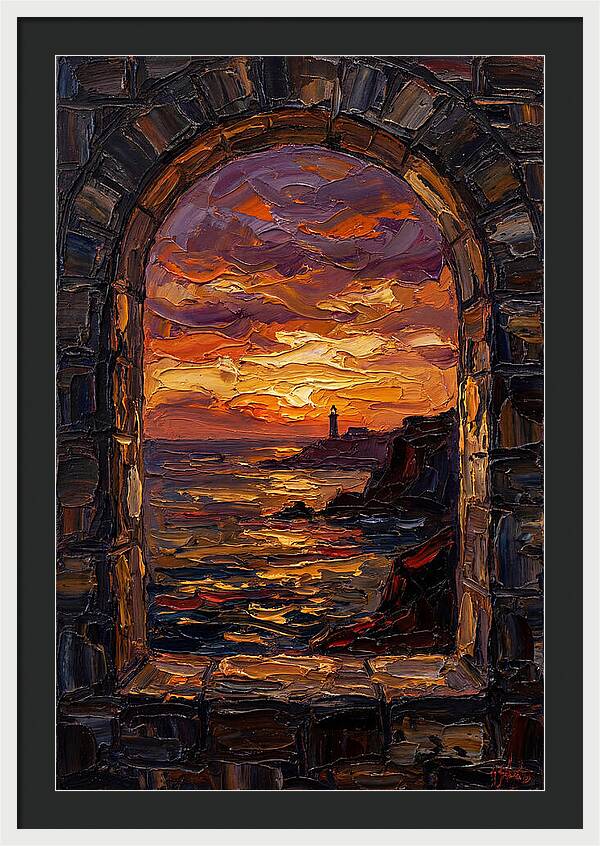 Arched Window Framing Ocean View