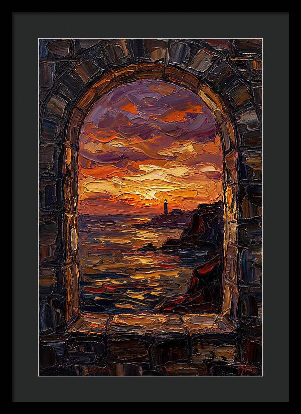 Arched Window Framing Ocean View