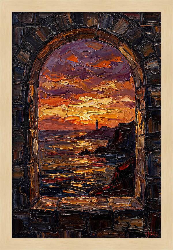 Arched Window Framing Ocean View