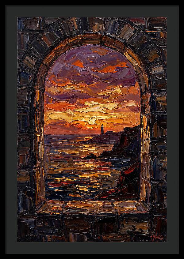 Arched Window Framing Ocean View