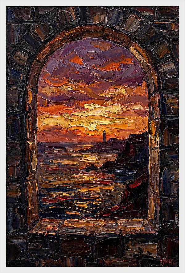 Arched Window Framing Ocean View