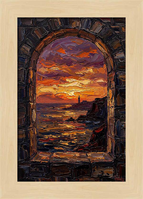 Arched Window Framing Ocean View