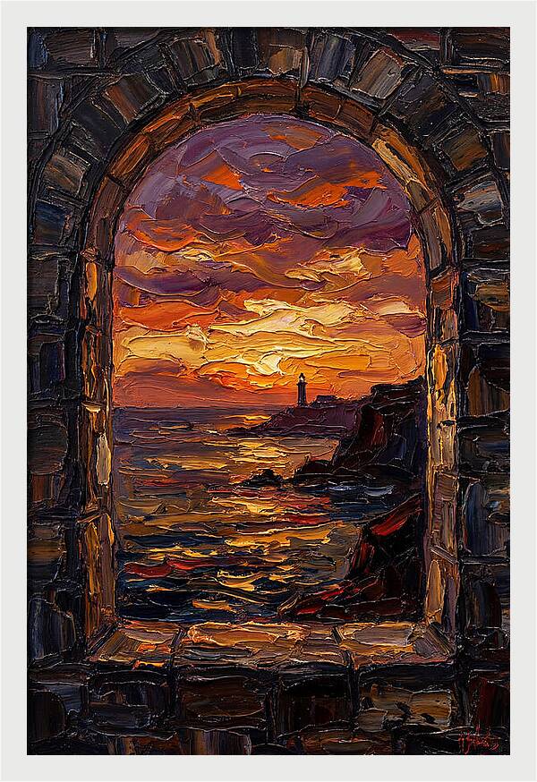 Arched Window Framing Ocean View