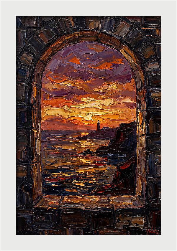 Arched Window Framing Ocean View