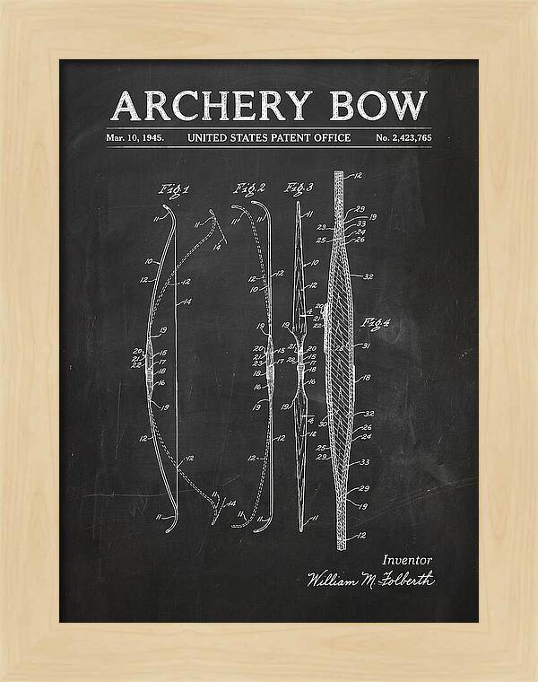 Archery Bow Chalkboard Patent Us2423765a