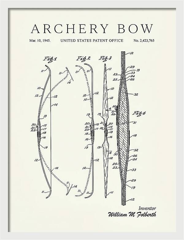Archery Bow Minimalist Patent Us2423765a