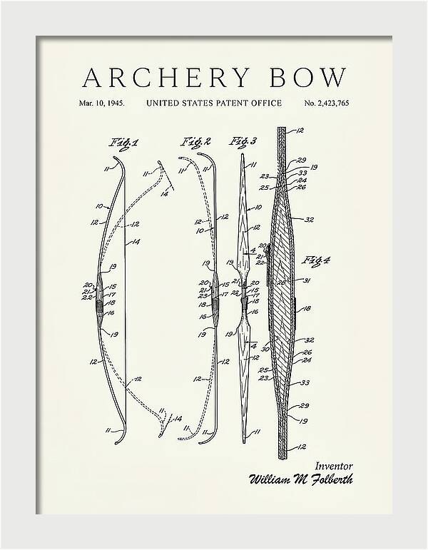 Archery Bow Minimalist Patent Us2423765a