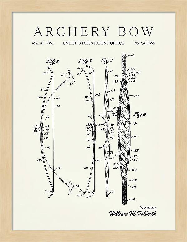 Archery Bow Minimalist Patent Us2423765a