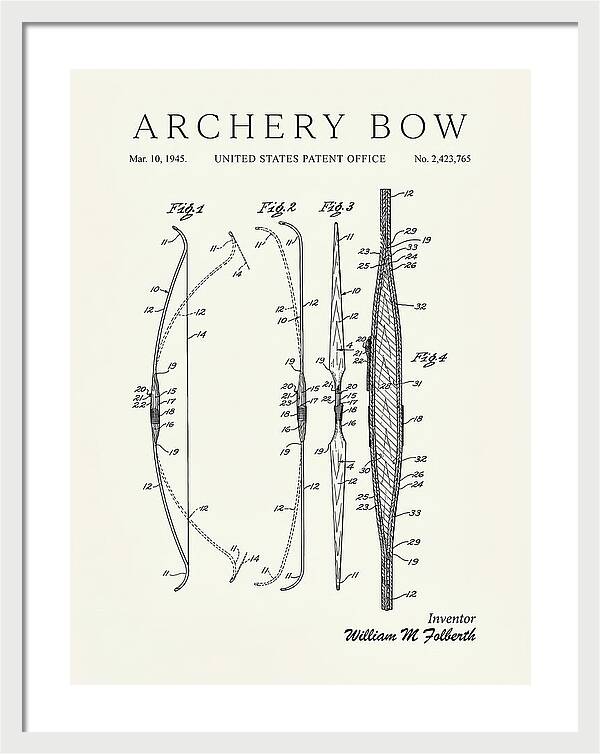 Archery Bow Minimalist Patent Us2423765a