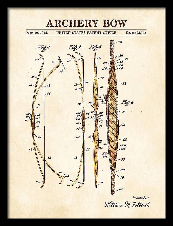 Archery Bow Watercolor Patent Us2423765a