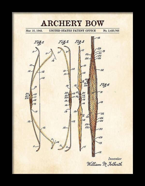 Archery Bow Watercolor Patent Us2423765a