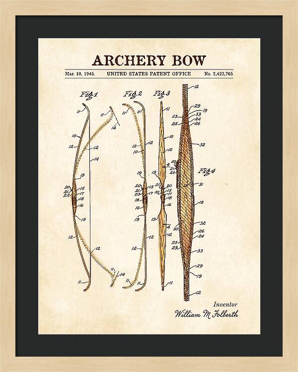 Archery Bow Watercolor Patent Us2423765a