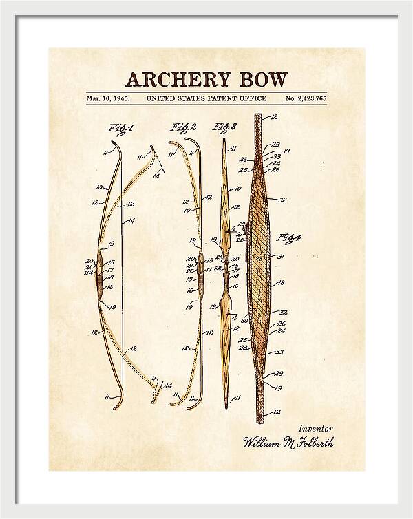 Archery Bow Watercolor Patent Us2423765a