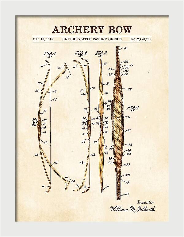 Archery Bow Watercolor Patent Us2423765a